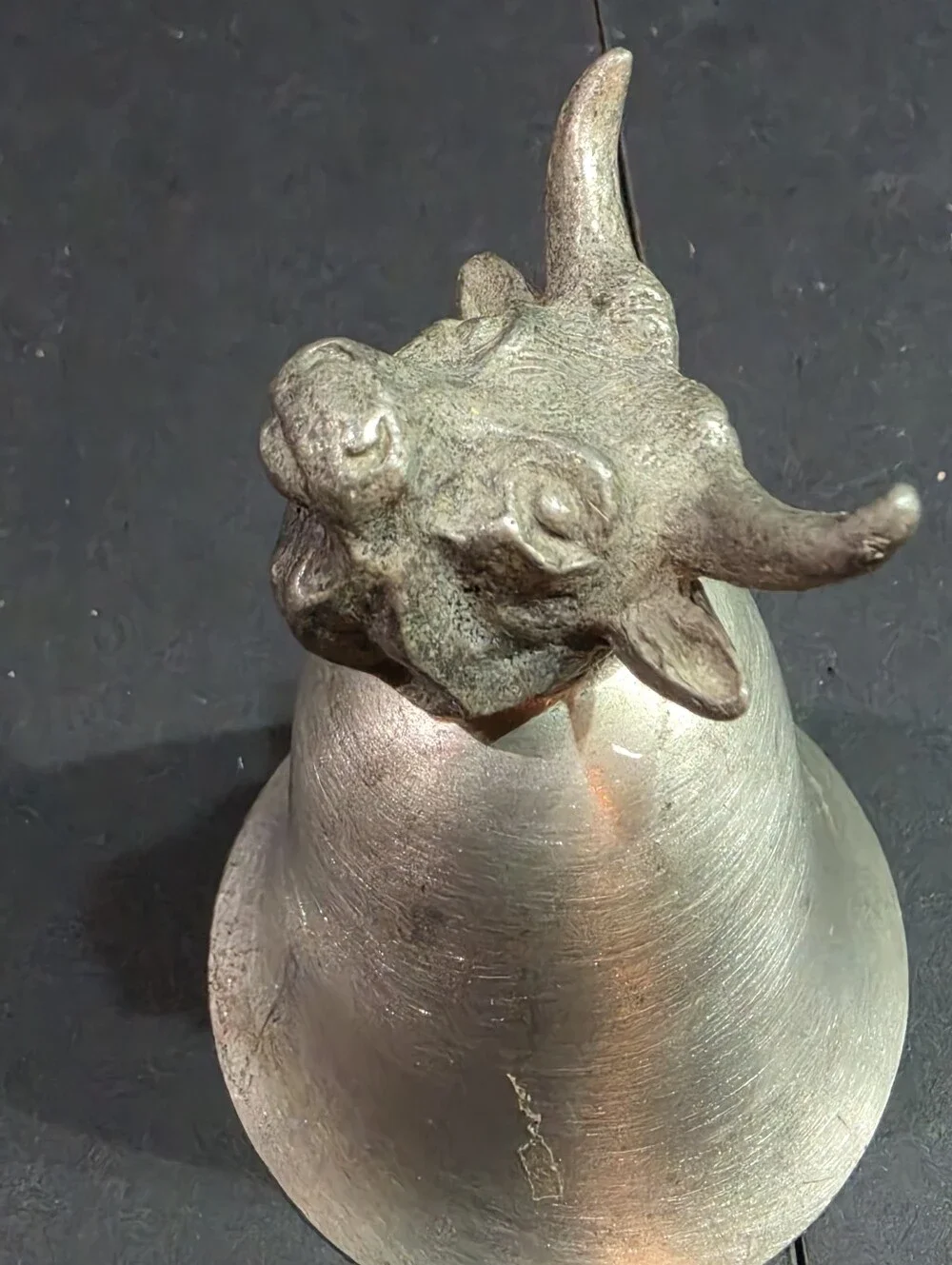 Vintage Towle Pewter Bull Head Stirrup Cup Shot Glass Jigger